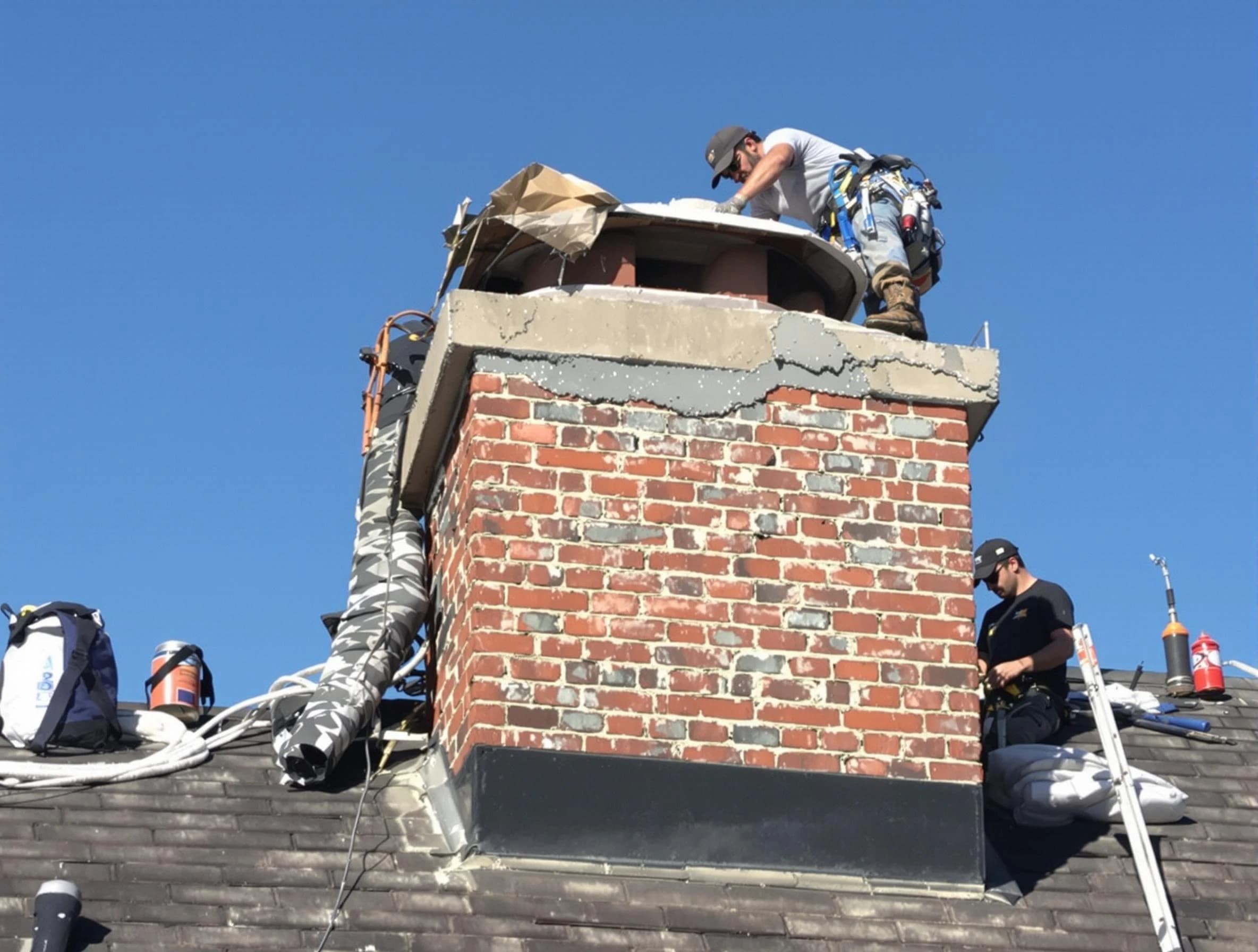 South Salt Lake Chimney Sweep installing a custom chimney crown in South Salt Lake, UT