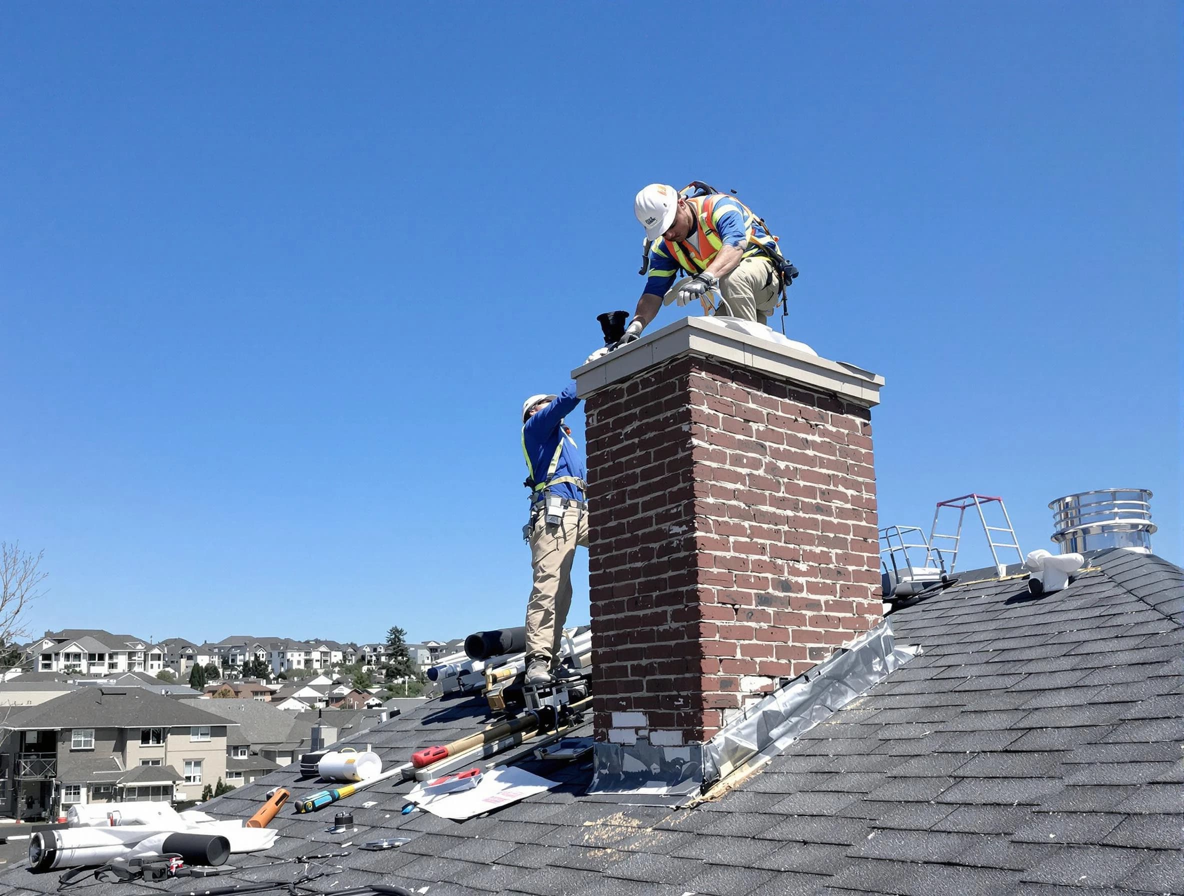 South Salt Lake Chimney Sweep repairing a chimney crown in South Salt Lake, UT