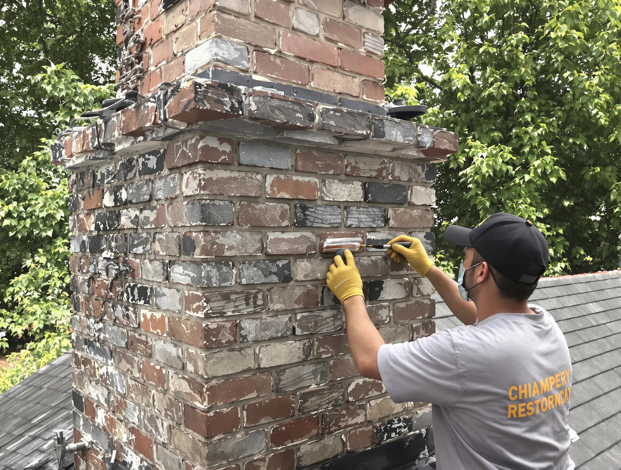 In-progress chimney restoration by South Salt Lake Chimney Sweep in South Salt Lake, UT