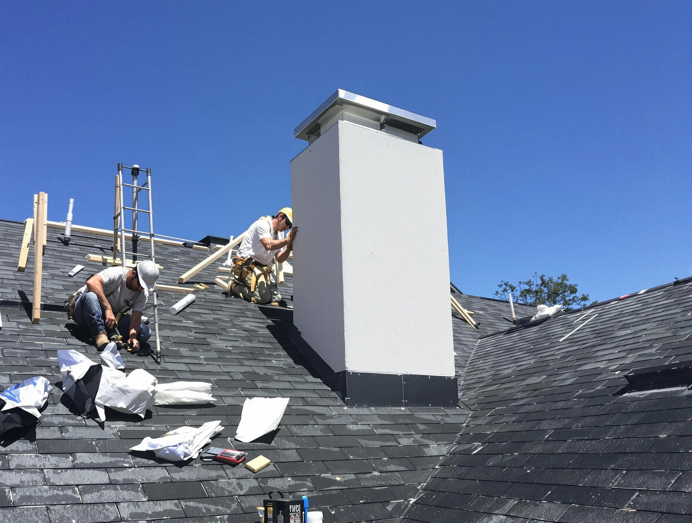 South Salt Lake Chimney Sweep crew installing a new chimney in South Salt Lake, UT