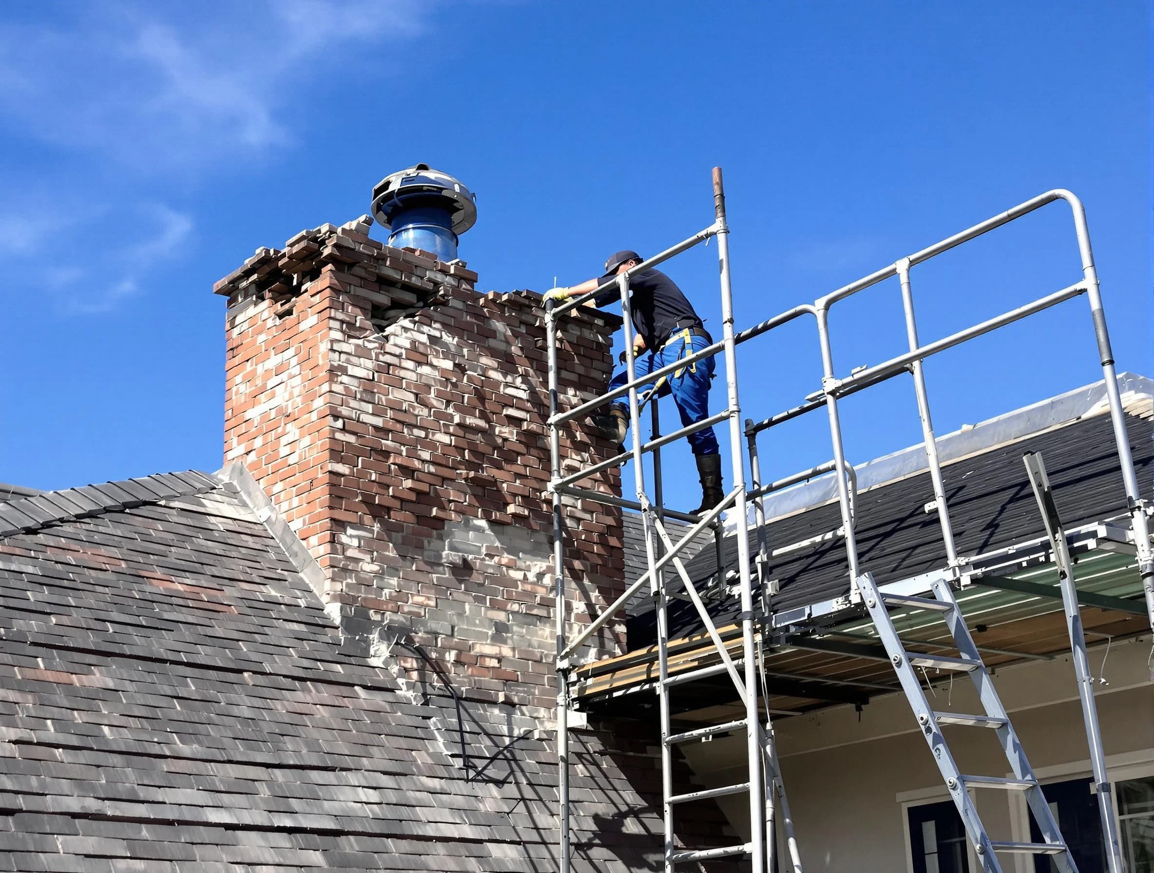 Rebuilding a chimney structure by South Salt Lake Chimney Sweep in South Salt Lake, UT