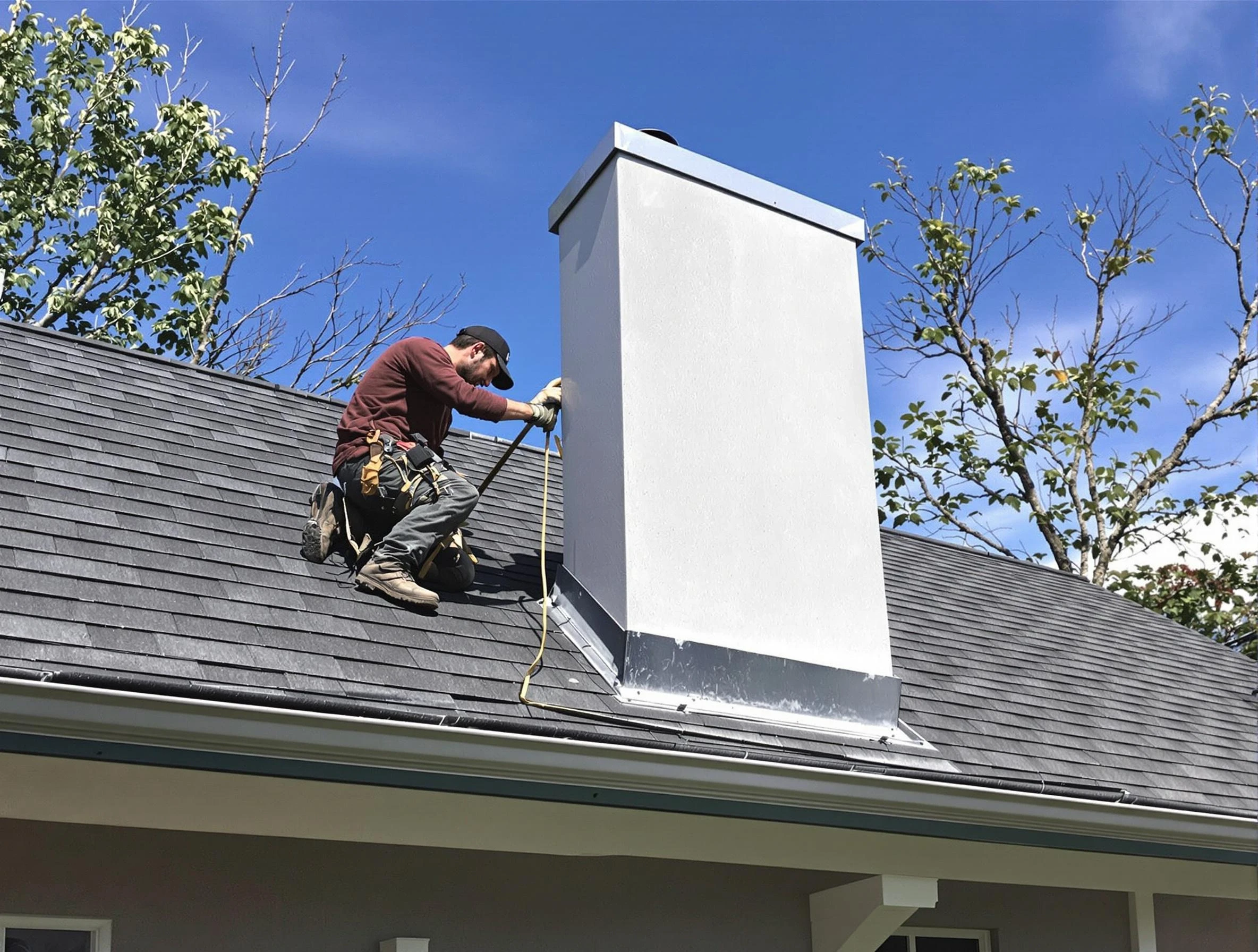 South Salt Lake Chimney Sweep team member finishing chimney construction in South Salt Lake, UT